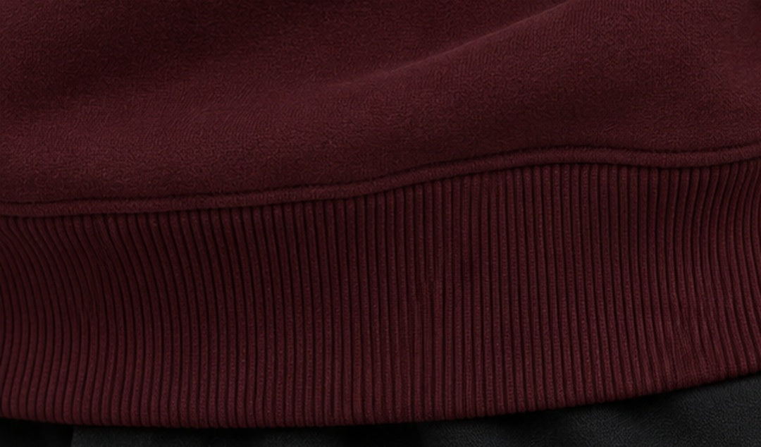 Noir & Lin PRESENCE sweatshirt in Maroon, hem rib close-up
