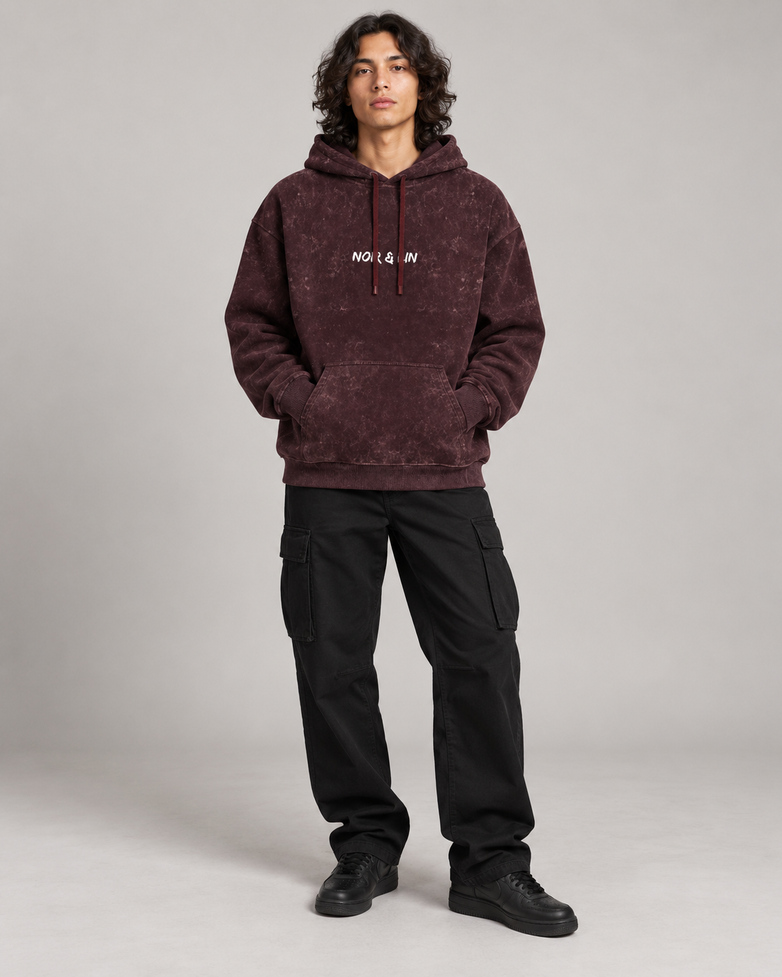 Noir & Lin Classic Acid Washed Hoodie - Back view | Noir & Lin