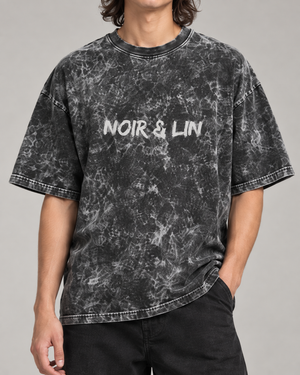 Noir & Lin Signature - Acid-Wash Oversized Tee