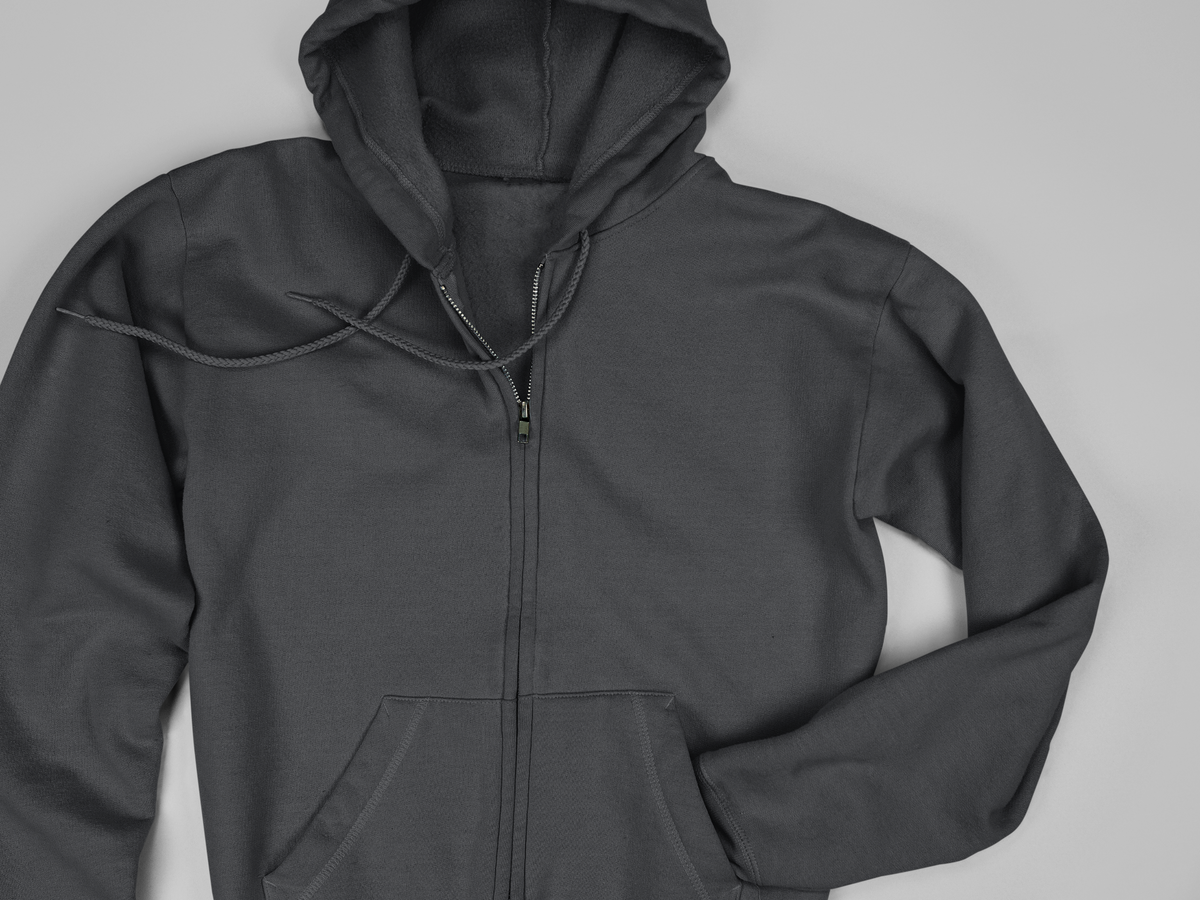 Black unisex zip hoodie, 400 GSM cotton fleece, view 1 | Noir & Lin